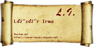 Lázár Irma névjegykártya